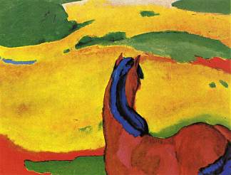 风景中的马 Horse in a landscape (1910)，弗朗茨·马克