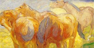 大马 Large Lenggries Horses (1908)，弗朗茨·马克