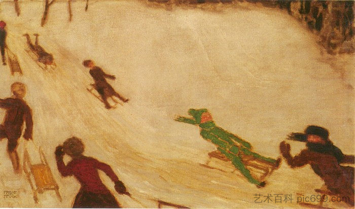 儿童雪橇 Children Sleidging，弗朗兹·斯托克