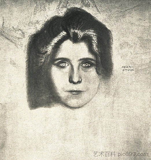 作家朱莉安·德里的肖像 Portrait of writer Juliane Déry (c.1895)，弗朗兹·斯托克