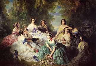 欧仁妮皇后，被她的侍女们包围 Empress Eugenie, Surrounded by her Ladies-in-Waiting (1855)，弗兰兹·温特豪德