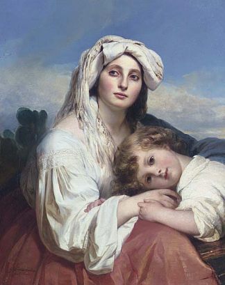 意大利妇女与孩子 Italian woman with child，弗兰兹·温特豪德