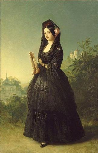 西班牙蒙佩西耶公爵夫人因凡塔·路易莎·费尔南达的肖像 Portrait of Infanta Luisa Fernanda of Spain, Duchess of Montpesier (c.1847)，弗兰兹·温特豪德