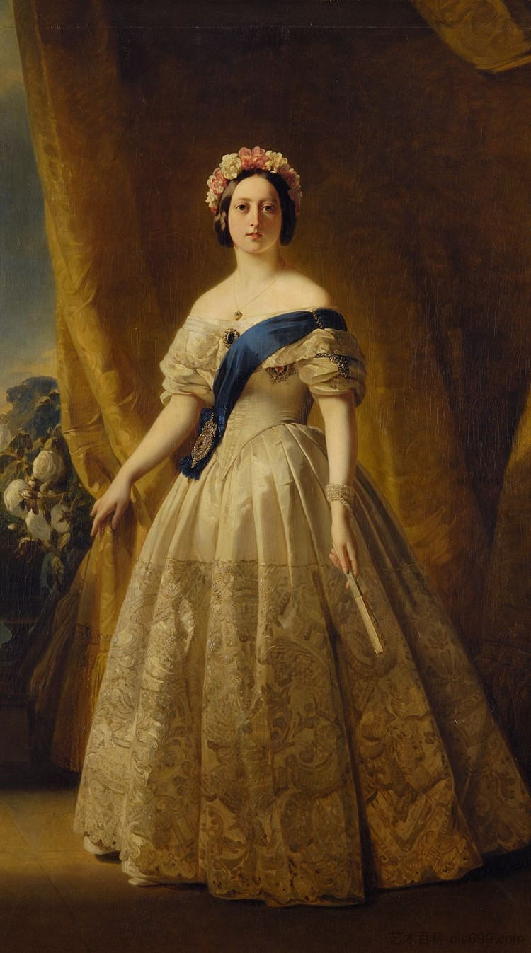 英国维多利亚肖像 Portrait of Victoria of the United Kingdom (c.1844 - c.1845)，弗兰兹·温特豪德