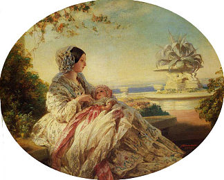 维多利亚女王与亚瑟王子 Queen Victoria with Prince Arthur (1850)，弗兰兹·温特豪德