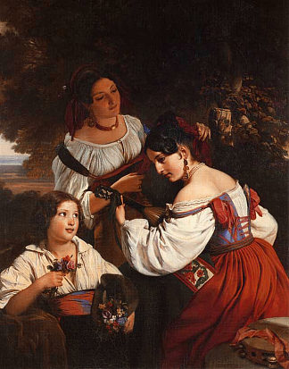 罗马流派场景 Roman Genre Scene (1833)，弗兰兹·温特豪德
