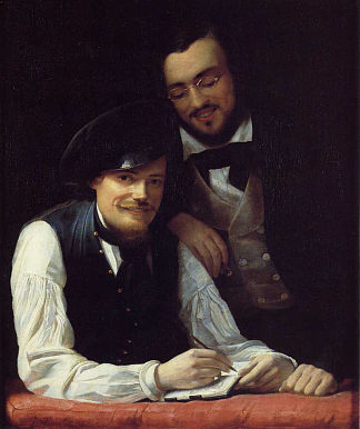 艺术家与兄弟赫尔曼的自画像 Self-Portrait of the Artist with his Brother, Hermann (1840)，弗兰兹·温特豪德