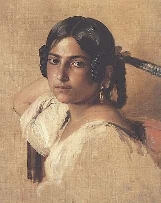 意大利女孩研究 Study of Italian girl (1834)，弗兰兹·温特豪德