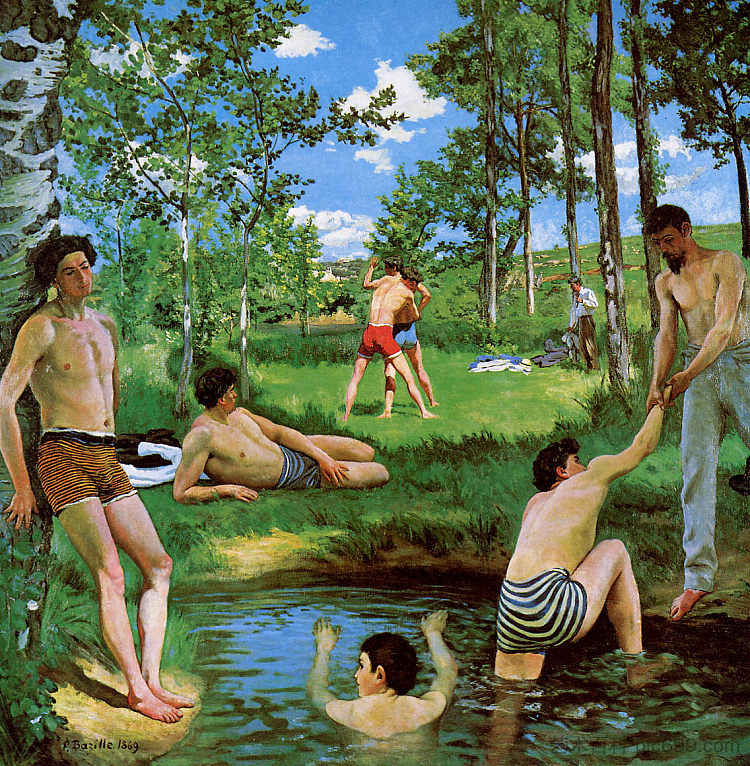 沐浴者（夏季场景） Bathers (Summer Scene) (1869)，弗雷德里克·巴齐耶