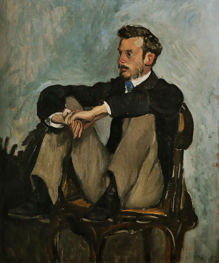 奥古斯特·雷诺阿的肖像 Portrait of Auguste Renoir (1867)，弗雷德里克·巴齐耶