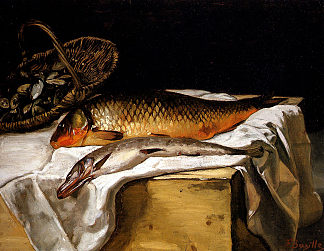 静物与鱼 Still Life with Fish (1866)，弗雷德里克·巴齐耶