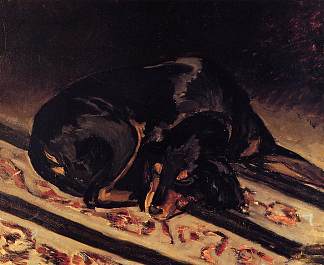 睡着的狗丽塔 The Dog Rita Asleep (1864)，弗雷德里克·巴齐耶