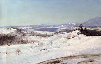 雪地里的奥拉纳景色 View of Olana in the Snow，弗雷德里克·埃德温·丘奇