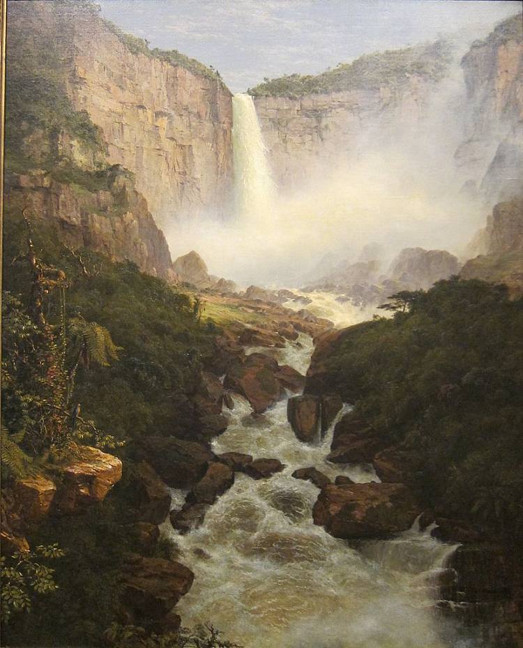 特昆达马瀑布，新格拉纳达波哥大附近 Tequendama Falls, Near Bogota, New Granada (1854)，弗雷德里克·埃德温·丘奇