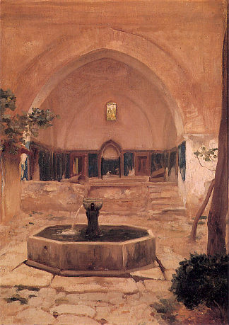 布鲁萨清真寺的庭院 Courtyard of a Mosque at Broussa (1867; United Kingdom                     )，洛尔德·弗雷德里克·莱顿