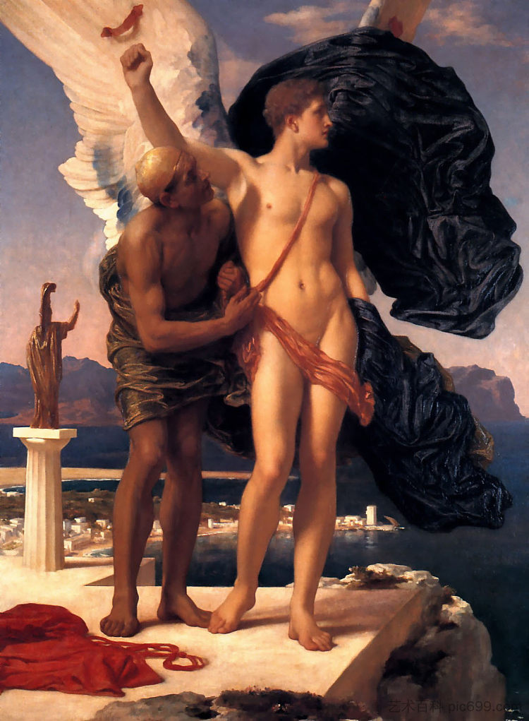 伊卡洛斯和代达罗斯 Icarus and Daedalus (c.1869; United Kingdom ),洛尔德·弗雷德里克·莱顿