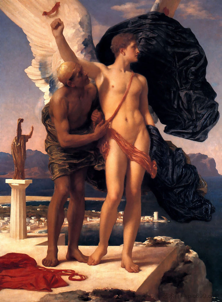 伊卡洛斯和代达罗斯 Icarus and Daedalus (c.1869; United Kingdom  )，洛尔德·弗雷德里克·莱顿