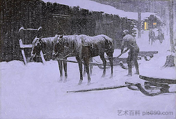 一天的结束 The End of the Day (1904)，费雷德里克·雷明顿