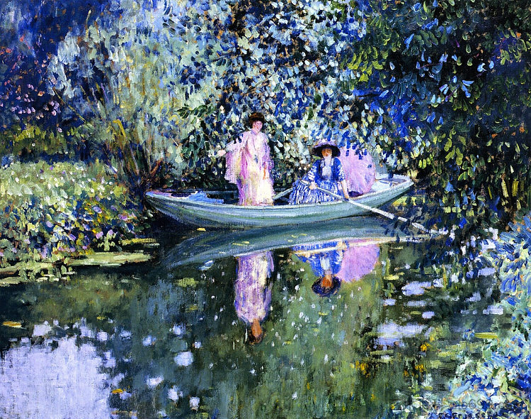 河上的灰色日子(也称为船上的两个女士) Grey Day on the River (also Known as Two Ladies in a Boat) (c.1908),弗雷德里克·卡尔·弗里塞克