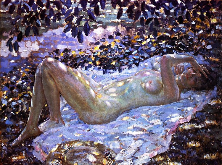 斑驳阳光下的裸体 Nude in Dappled Sunlight (1915)，弗雷德里克·卡尔·弗里塞克