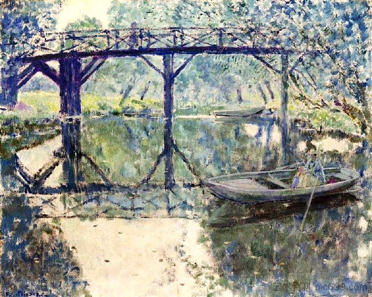 桥，吉维尼 The Bridge, Giverny (c.1910)，弗雷德里克·卡尔·弗里塞克