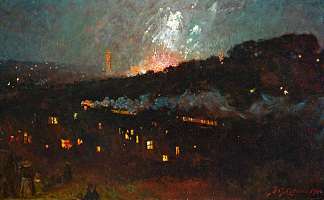 水晶宫的烟花汇演 A Firework Display at the Crystal Palace (1908)，弗雷德里克·乔治·科特曼