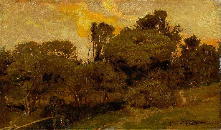 风景， 日落 Landscape, Sunset (1912)，弗雷德里克·乔治·科特曼