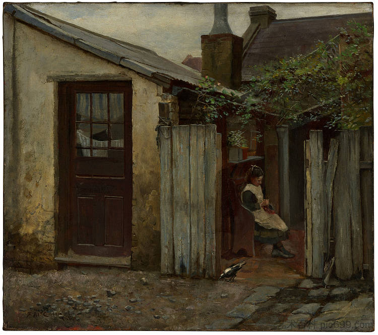 国王街面包店的女孩与鸟 Girl with Bird at the King Street Bakery (1886)，弗雷德里克·麦卡宾