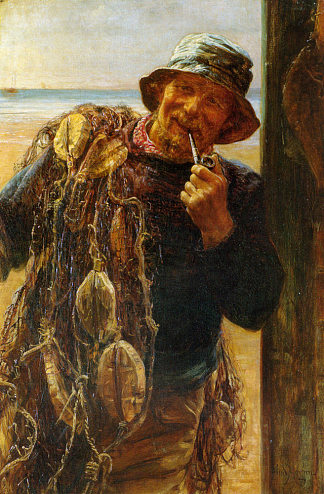 一个快乐的渔夫 A Jovial Fisherman (1896)，弗雷德里克·摩根