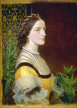 一位女士的肖像，可能是诺福克布兰卡斯特大厅的安妮·西姆斯·里夫 Portrait of a Lady, Probably Anne Simms Reeve of Brancaster Hall, Norfolk (1860)，弗雷德里克·桑迪斯