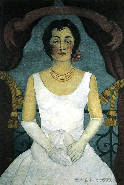 白衣女人的肖像 Portrait of a Woman in White (1930)，弗里达·卡洛