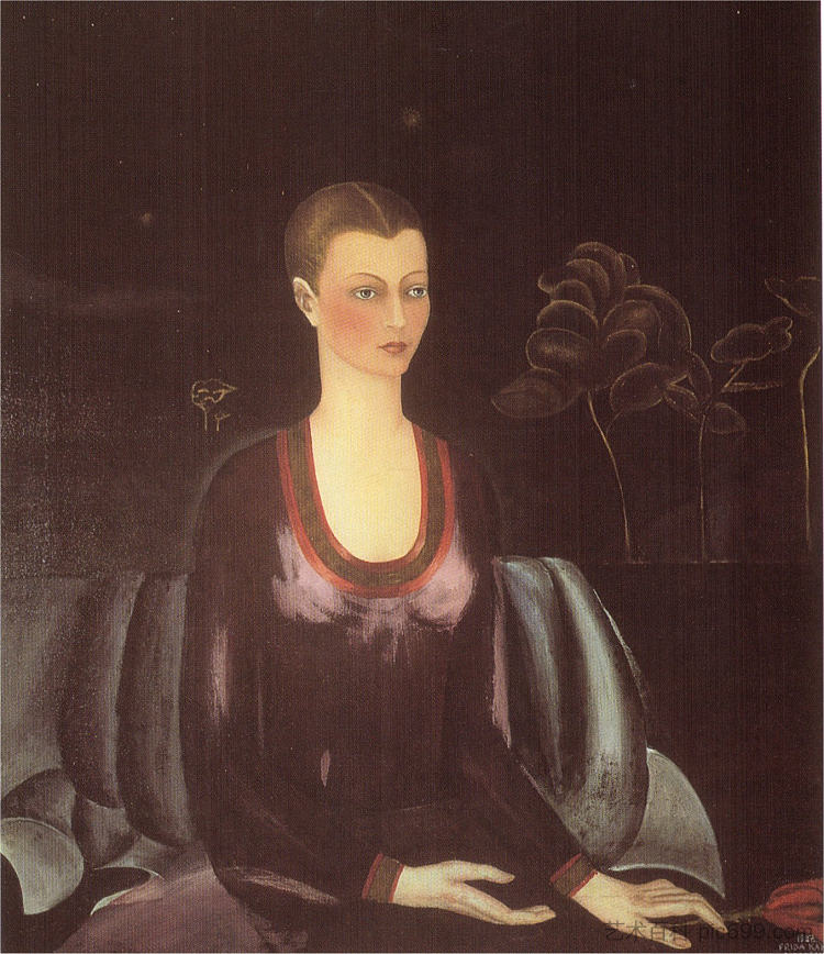 艾丽西亚·加兰特的肖像 Portrait of Alicia Galant (1927)，弗里达·卡洛