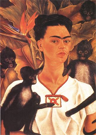 与猴子的自画像 Self Portrait with Monkeys (1943)，弗里达·卡洛