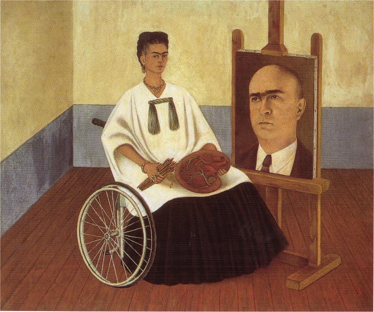 自画像与法里尔医生的肖像 Self-Portrait with the Portrait of Doctor Farill (1951)，弗里达·卡洛