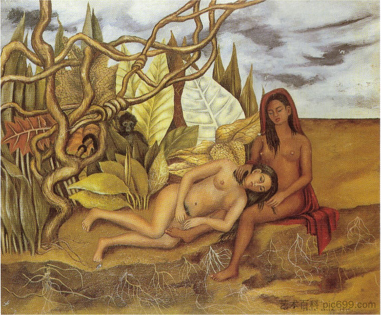 森林中的两个裸体（地球本身） Two Nudes in the Forest (The Earth Itself) (1939)，弗里达·卡洛