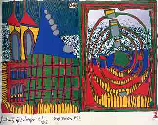 540 雨中的房子和螺旋 540 House and Spiral in the Rain (1962)，佛登斯列·汉德瓦萨