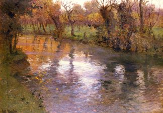 河岸上的果园 An Orchard on the Banks of a River，弗里茨·索尔洛