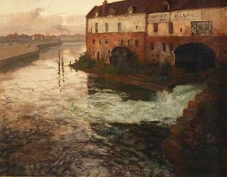 索姆河上的老工厂（晚上） Old factory on the Somme (Evening) (1906)，弗里茨·索尔洛