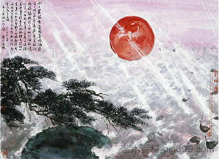 天地发光 红色 Heaven and Earth Glow Red (1964)，傅抱石