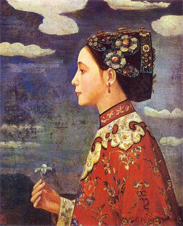 拿着兰花的女人 Woman Holding an Orchid (1926; Japan  )，藤岛武二