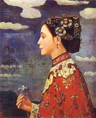 拿着兰花的女人 Woman Holding an Orchid (1926; Japan                     )，藤岛武二