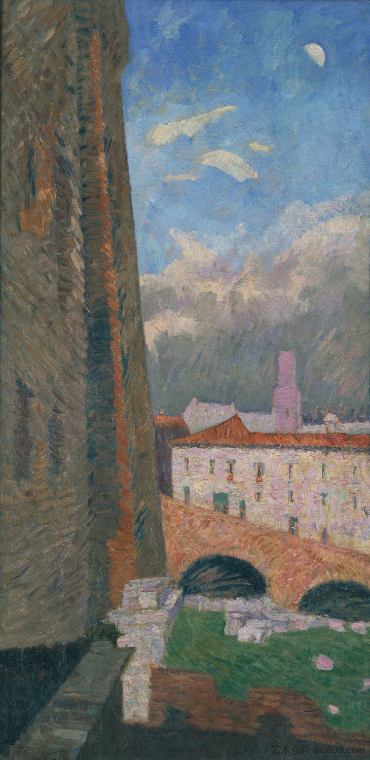坎皮多利奥周边 Around the Campidoglio (1919)，藤岛武二