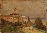 阿西西景观 Assisi Landscape (1908)，藤岛武二