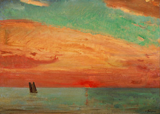 东海上出 Sunrise over the Eastern Sea，藤岛武二