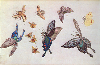 摘自笔记本 哀悼蝴蝶 From the Notebooks Mourning for Butterflies (1906)，藤岛武二