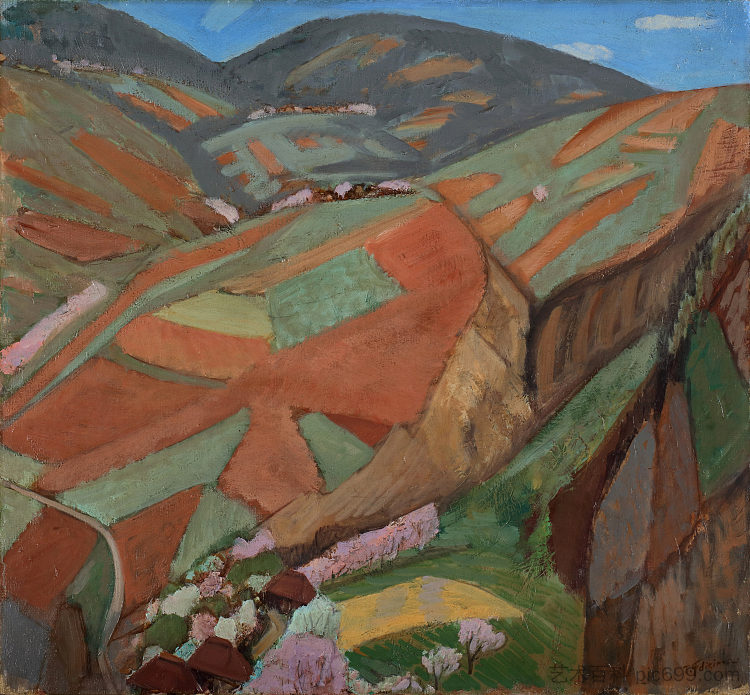 高度耕种的山丘 Highly Cultivated Hills (1938)，藤岛武二