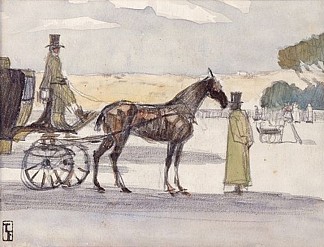 罗马的马车 Horse-drawn Carriage in Rome，藤岛武二