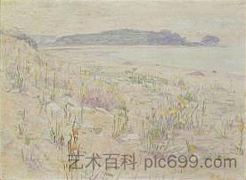 海滩上的早晨 Morning at the Beach (1898)，藤岛武二