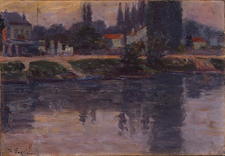 塞纳河畔 Riverbanks of the Seine (1906)，藤岛武二