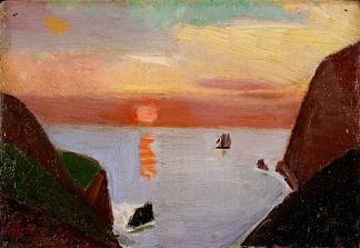 日出，大王角 Sunrise, Cape Daio，藤岛武二